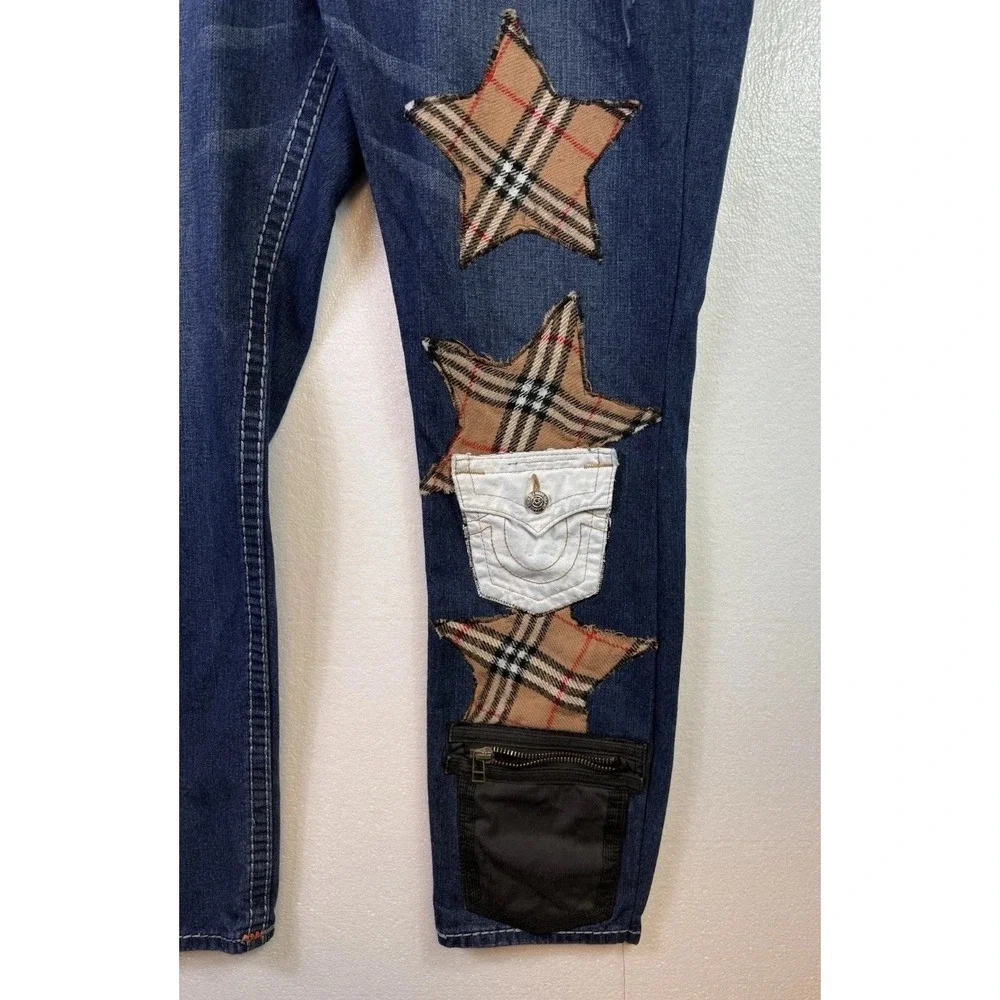 Vtg True Religion World Tour Jeans Mens 42x32 Embroidered Patch USA‎ Grunge Hip